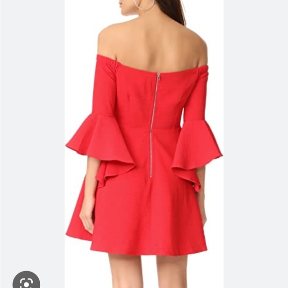J.O.A. Red Bell Sleeve Off the Shoulder Dress Women's Size XS - Picture 3 of 14
